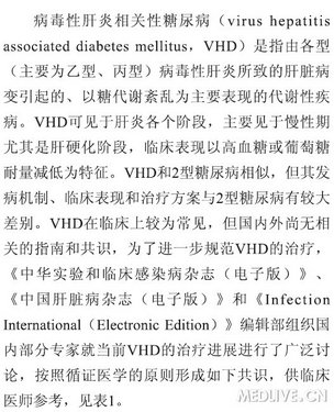 2011 病毒性肝炎相关性糖尿病治疗专家共识_