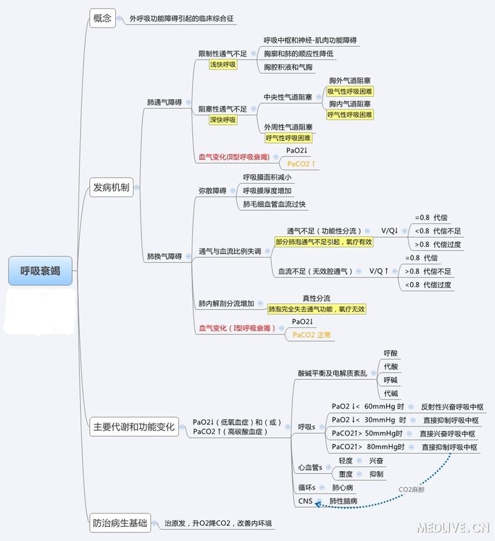 很好的思维导图读懂呼吸衰竭